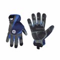 Ge Mechanics Gloves, L, Gray, Blue, Spandex GG411MC